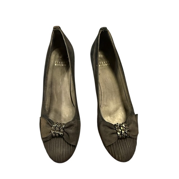 Stuart Weitzman Women's Size 9 Black Frobozzie Suede Wedge Heel Shoe 2” heel - Picture 2 of 9